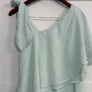 H&M One-Shoulder Dress in Soft Mint